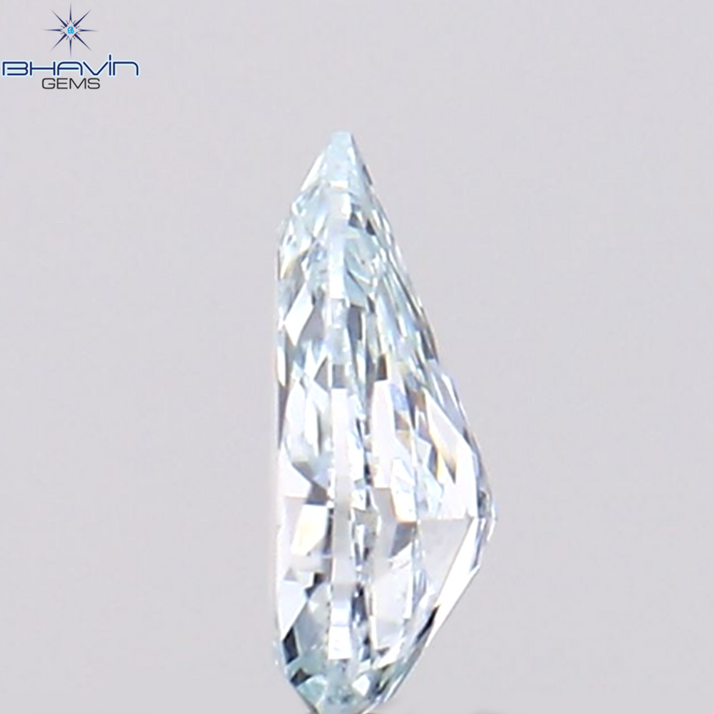 0.10 CT ペアシェイプ ナチュラル ダイヤモンド グリーンがかったブルー カラー VS1 クラリティ (3.98 MM)