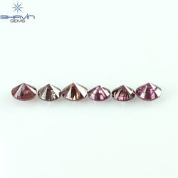 0.26 CT/6 Pcs Round Shape Natural Loose Diamond Pink Color I1 Clarity (2.25 MM)