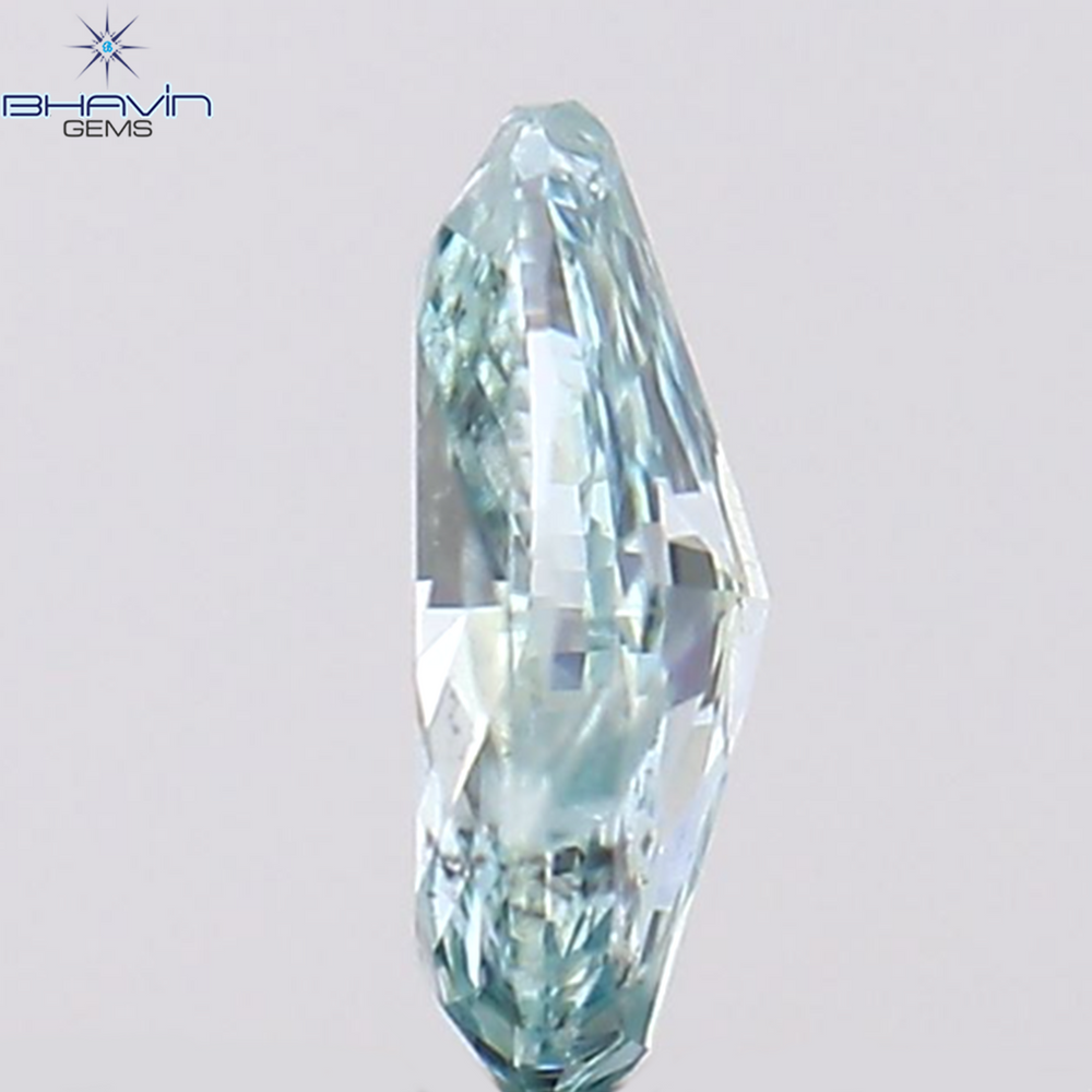 0.14 CT Oval Shape Natural Diamond Greenish Blue Color SI1 Clarity (4.07 MM)