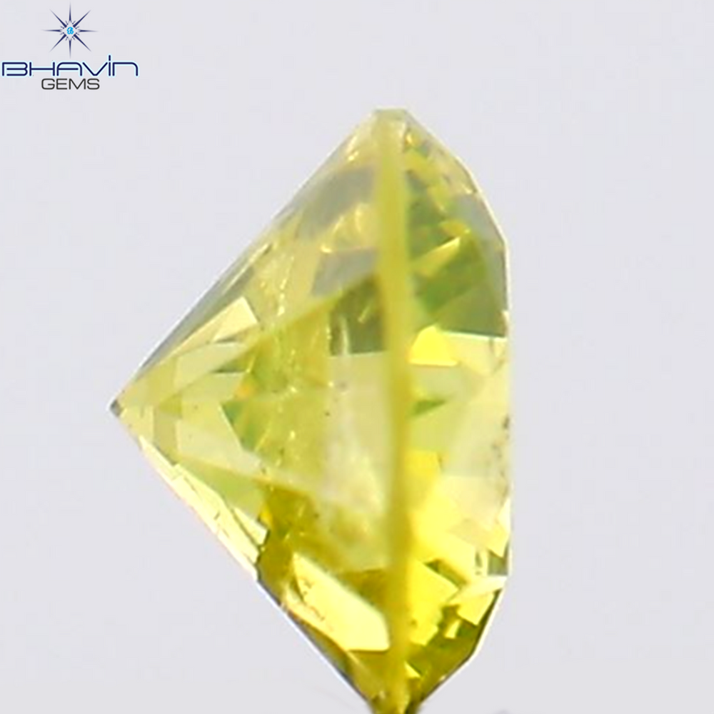 0.13 CT Round Shape Natural Diamond Green Yellow Color SI2 Clarity (3.19 MM)