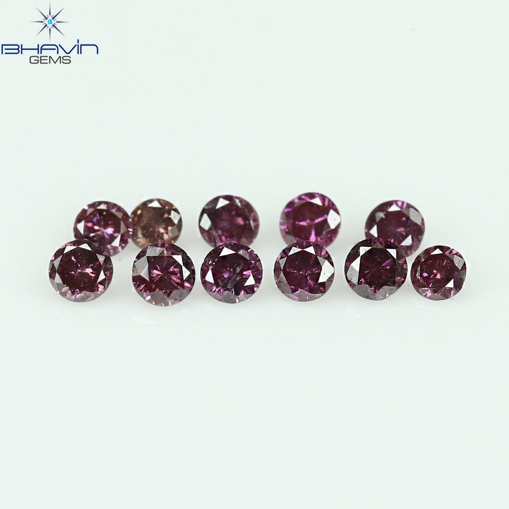 0.21 CT/11 個 ラウンド シェイプ ナチュラル ルース ダイヤモンド ピンク カラー SI クラリティ (1.75 MM)