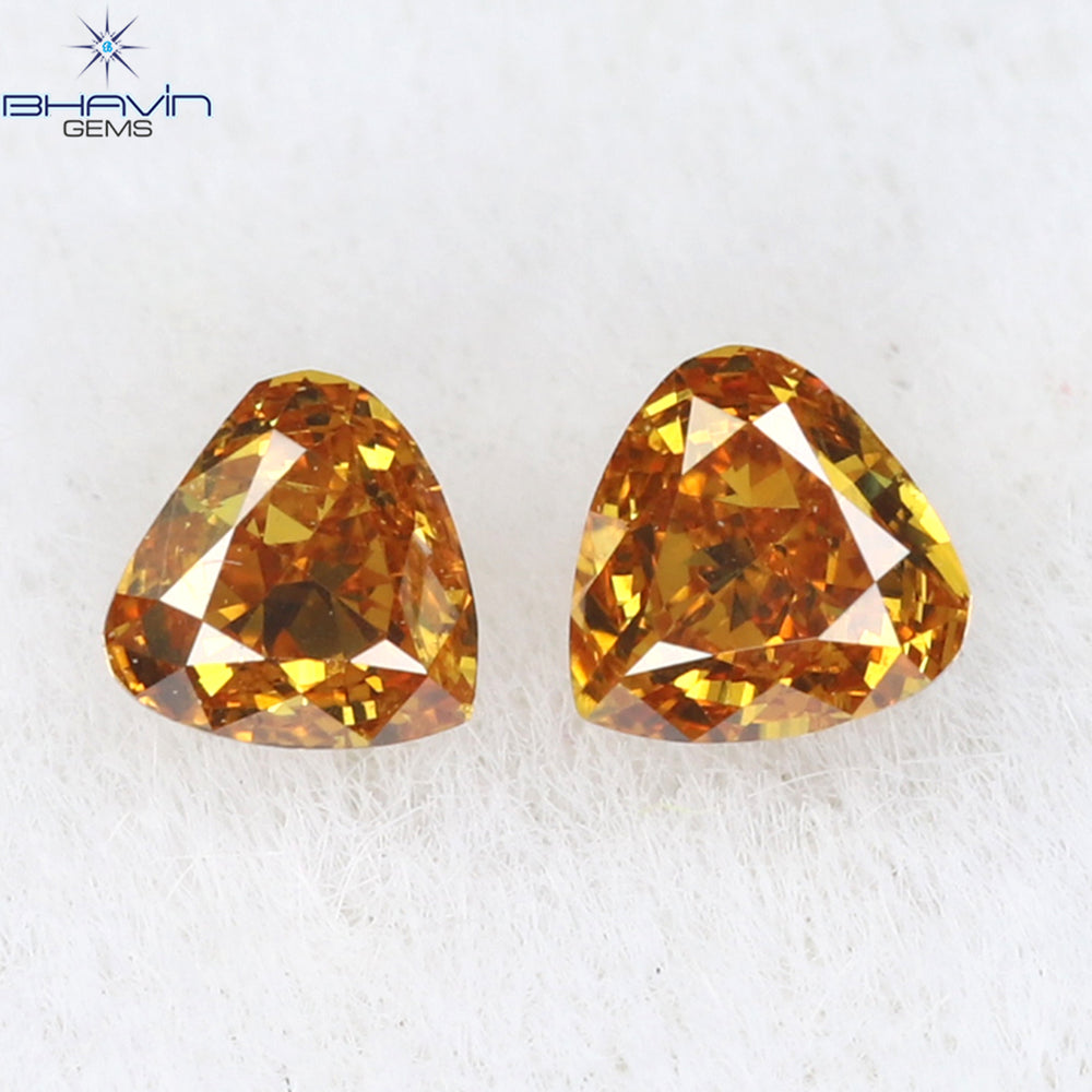 0.10 CT/2 Pcs Heart Shape Natural Diamond Orange Color VS2 Clarity (2.47 MM)