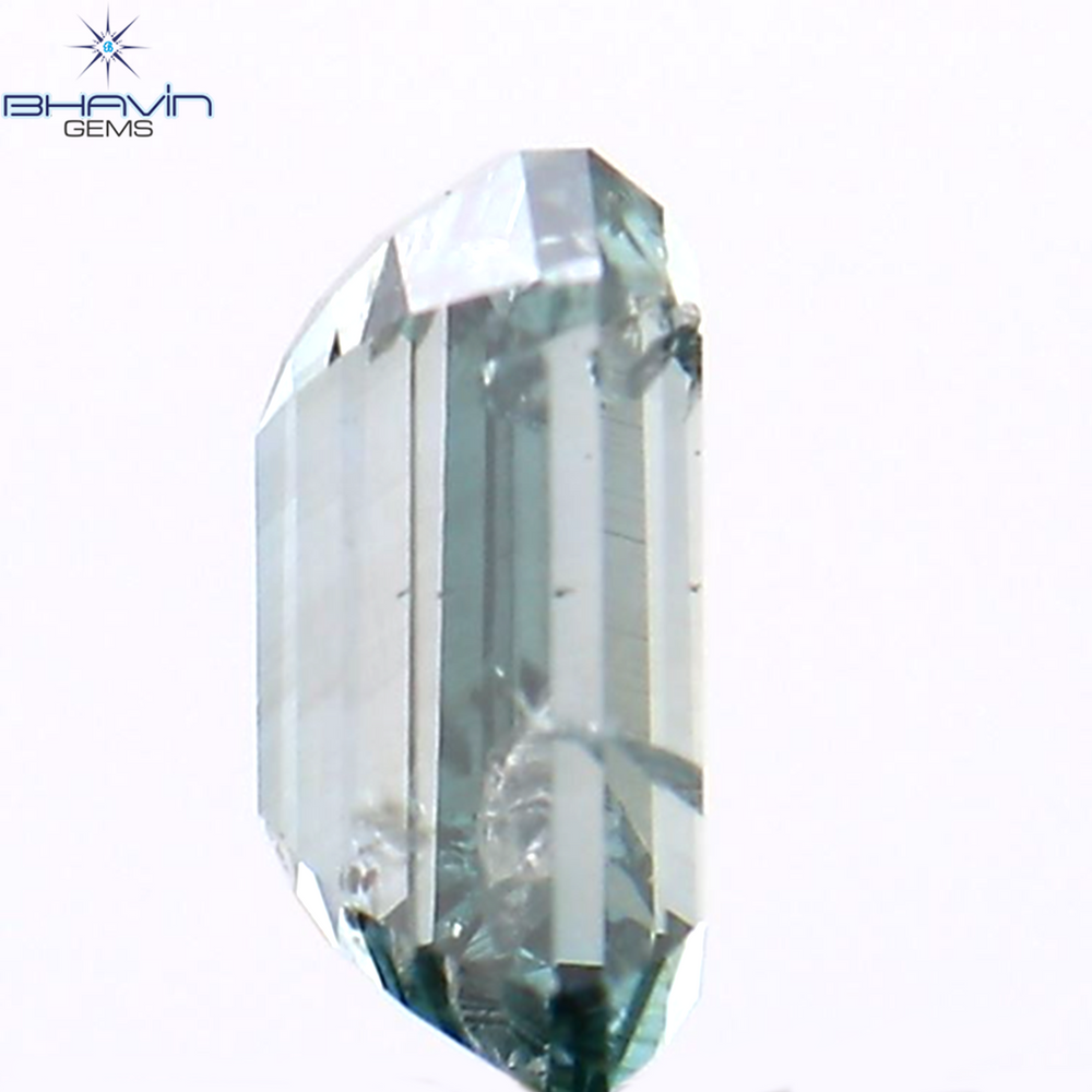 0.45 CT エメラルド シェイプ ナチュラル ダイヤモンド ブルー カラー I1 クラリティ (5.07 MM)