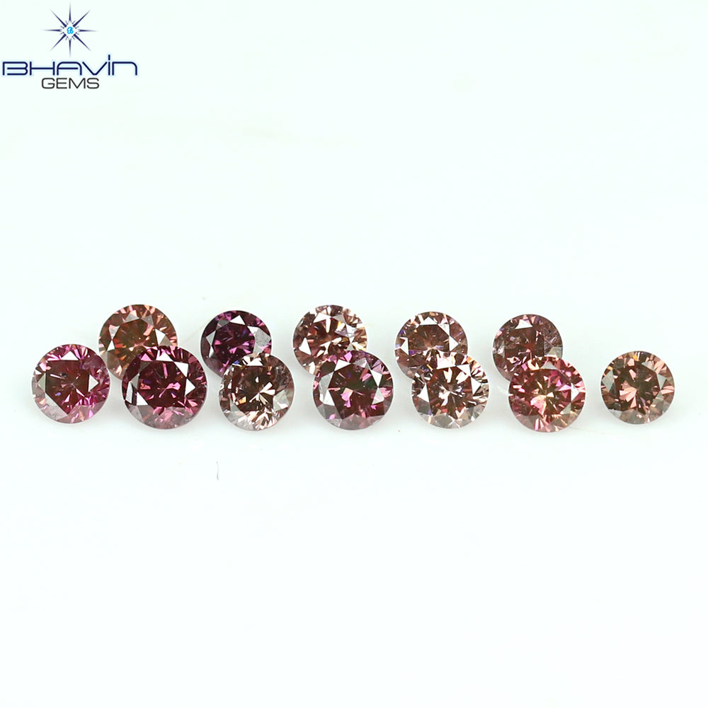 0.39 CT/12 Pcs Round Shape Natural Loose Diamond Pink Color VS-SI Clarity (2.25 MM)