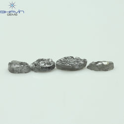 1.42 CT/4 Pcs Uncut Shape Salt And Pepper Natural Loose Diamond I3 Clarity (6.66 MM)
