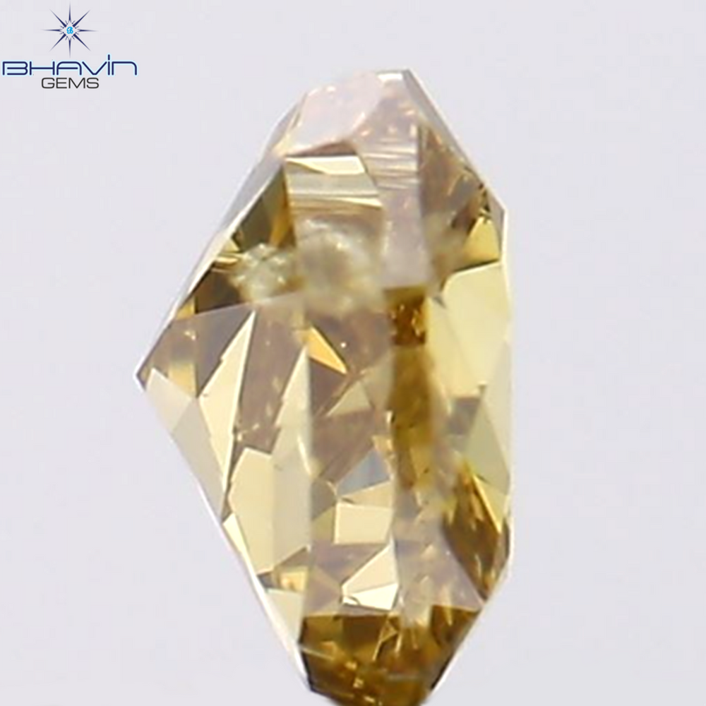 0.37 CT Heart Shape Natural Diamond Orange Yellow Color I1 Clarity (4.90 MM)