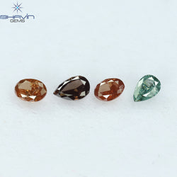 0.40 CT/4 Pcs Mix Shape Natural Diamond Pink Color SI Clarity (3.94 MM)