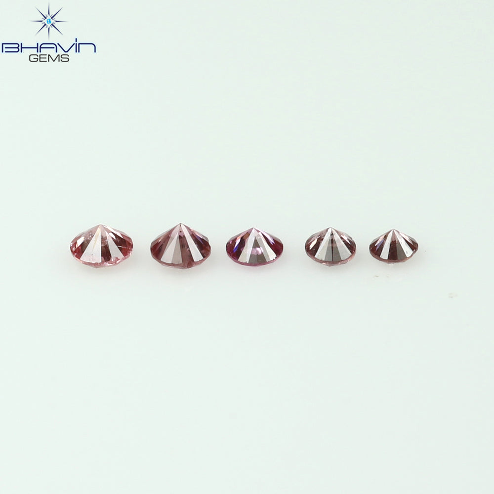0.05 CT/5 Pcs Round Shape Natural Loose Diamond Pink Color I1 Clarity (0.05 MM)