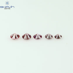 0.05 CT/5 Pcs Round Shape Natural Loose Diamond Pink Color I1 Clarity (0.05 MM)