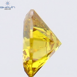 0.18 CT Round Shape Natural Diamond Vivid Yellow (Canary) Color SI1 Clarity (3.58 MM)