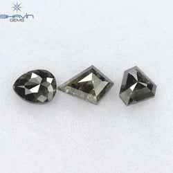 1.11 CT/3 Pcs Mix Shape Natural Diamond Salt And Pepper Color I3 Clarity (6.68 MM)