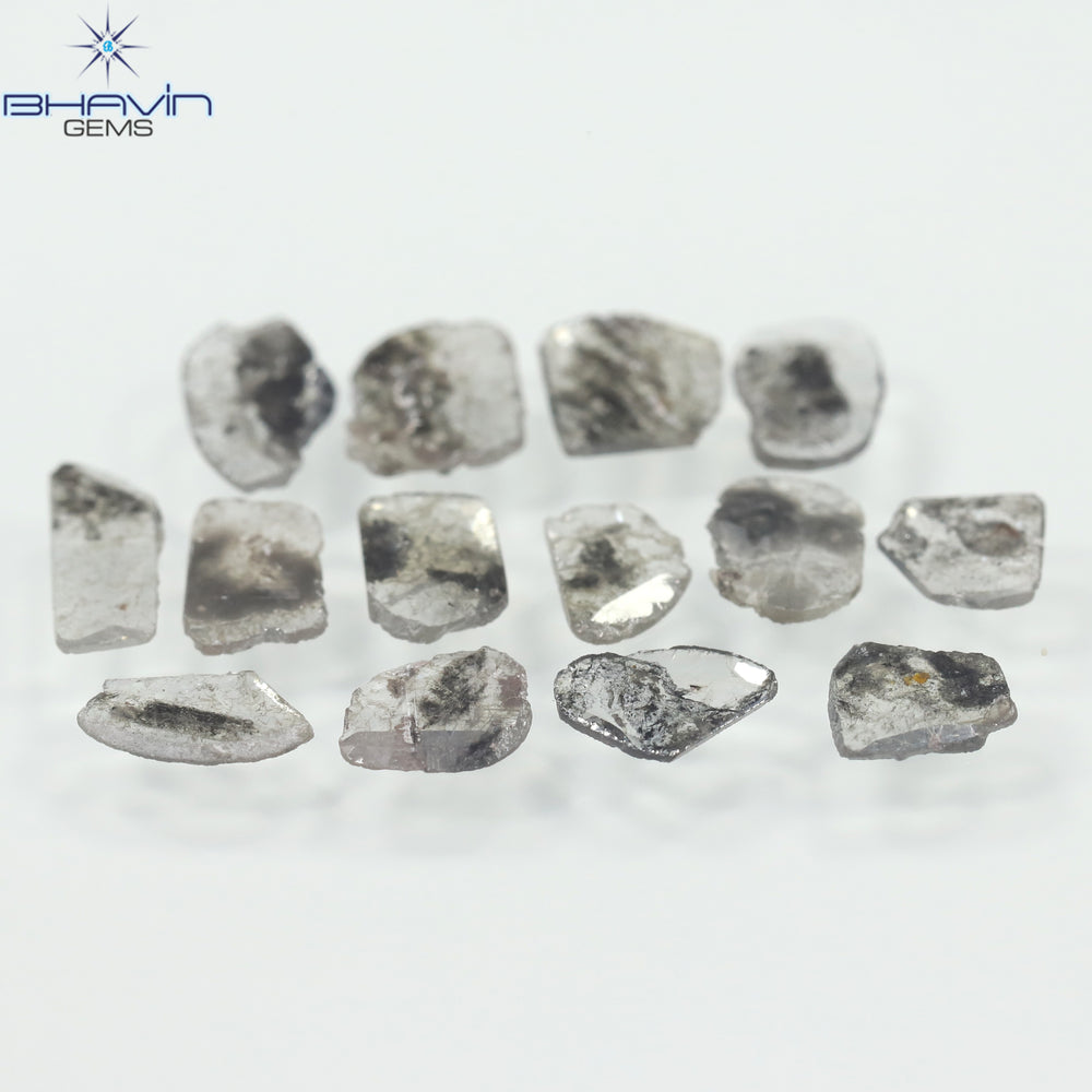 2.60 CT/14 Pcs Slice Shape Natural Diamond Salt And Pepper Color I3 Clarity (7.98 MM)