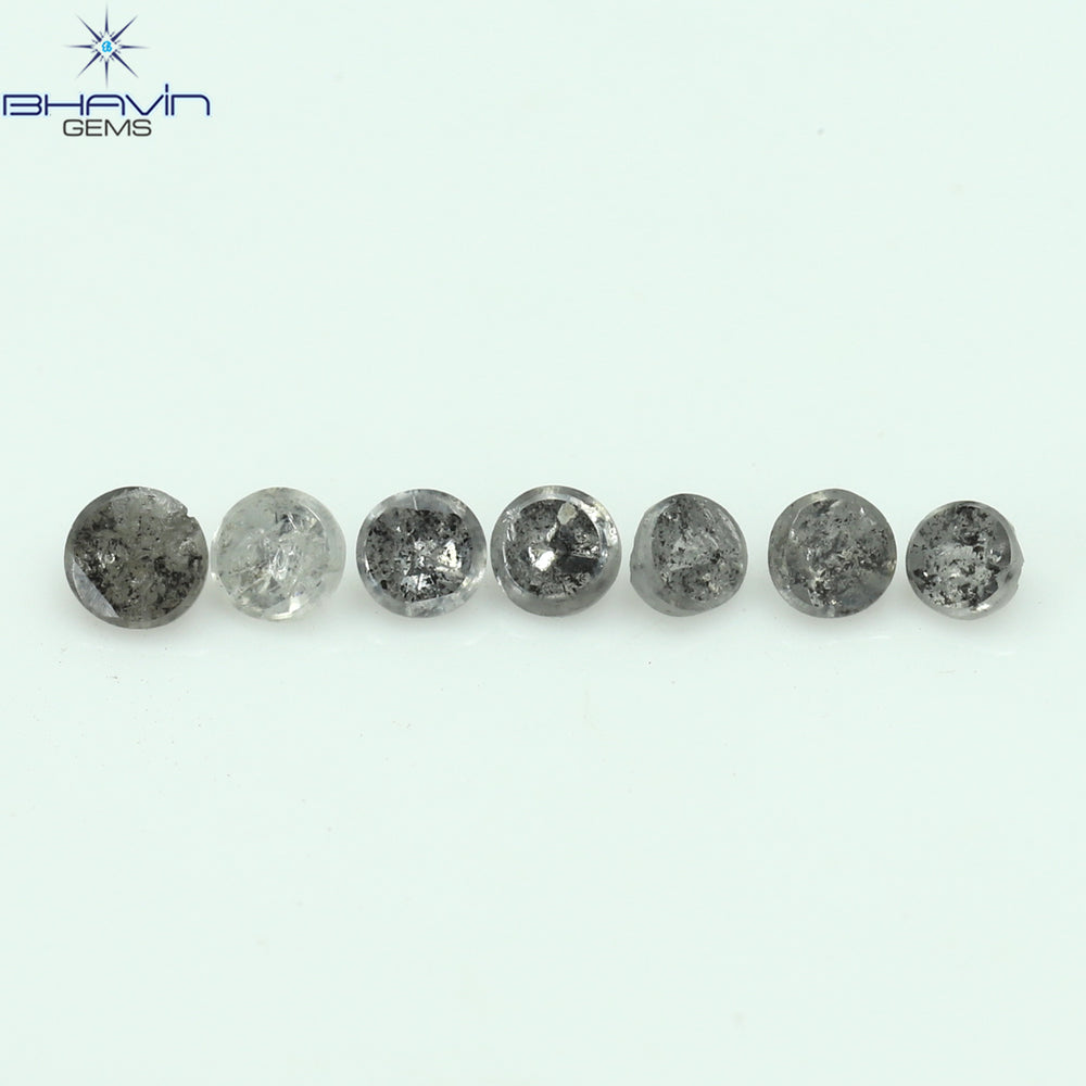 0.31 CT/7 Pcs Uncut Shape Salt And Pepper Color Natural Loose Diamond I3 Clarity (2.28 MM)