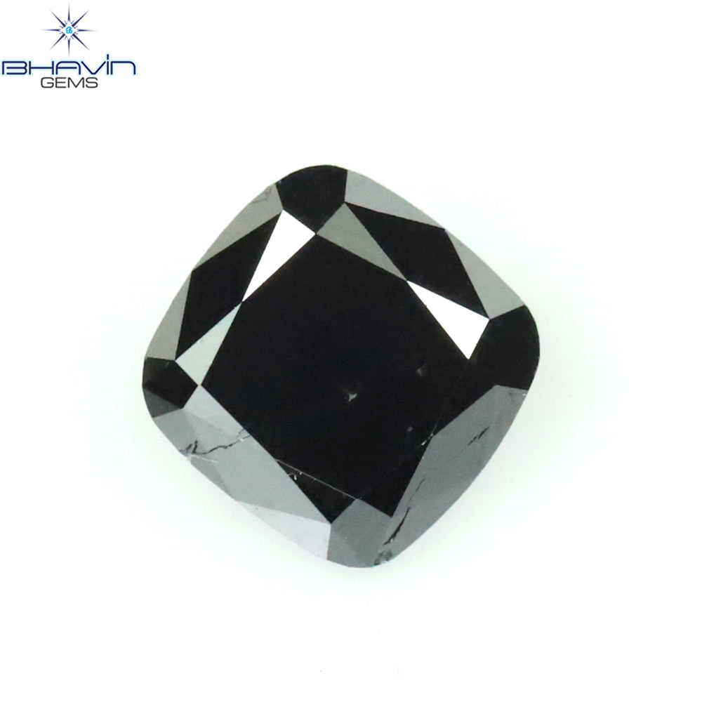 0.46 CT Cushion Shape Natural Diamond Black Color Opaque Clarity (4.20 MM)