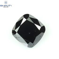 0.46 CT Cushion Shape Natural Diamond Black Color Opaque Clarity (4.20 MM)