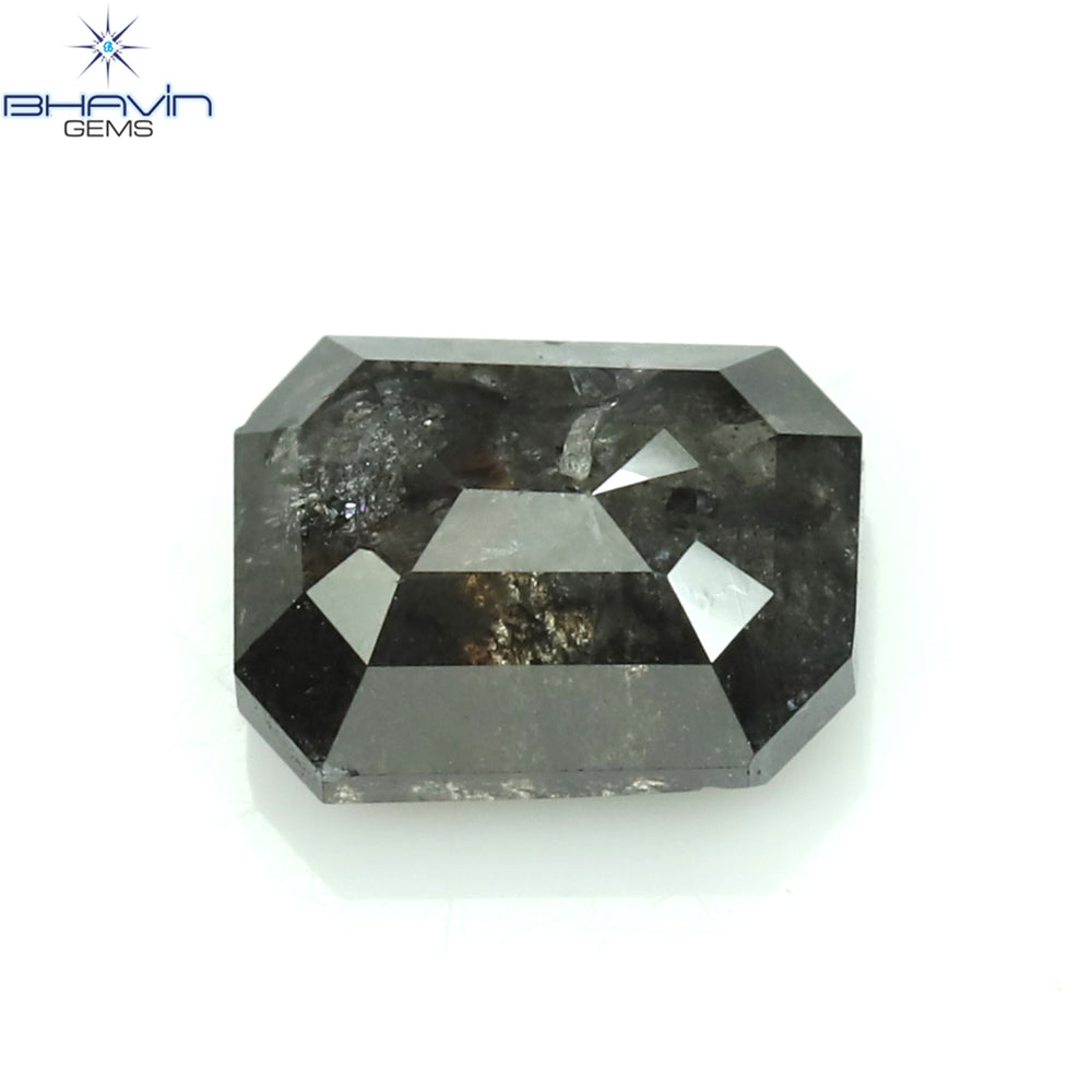 0.83 CT Emerald Shape Natural Diamond Salt And Pepper Color I3 Clarity (5.97 MM)