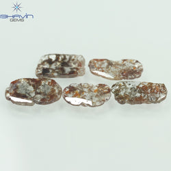 3.57 CT/5 Pcs Slice Shape Natural Loose Diamond Brown Color I3 Clarity (11.59 MM)