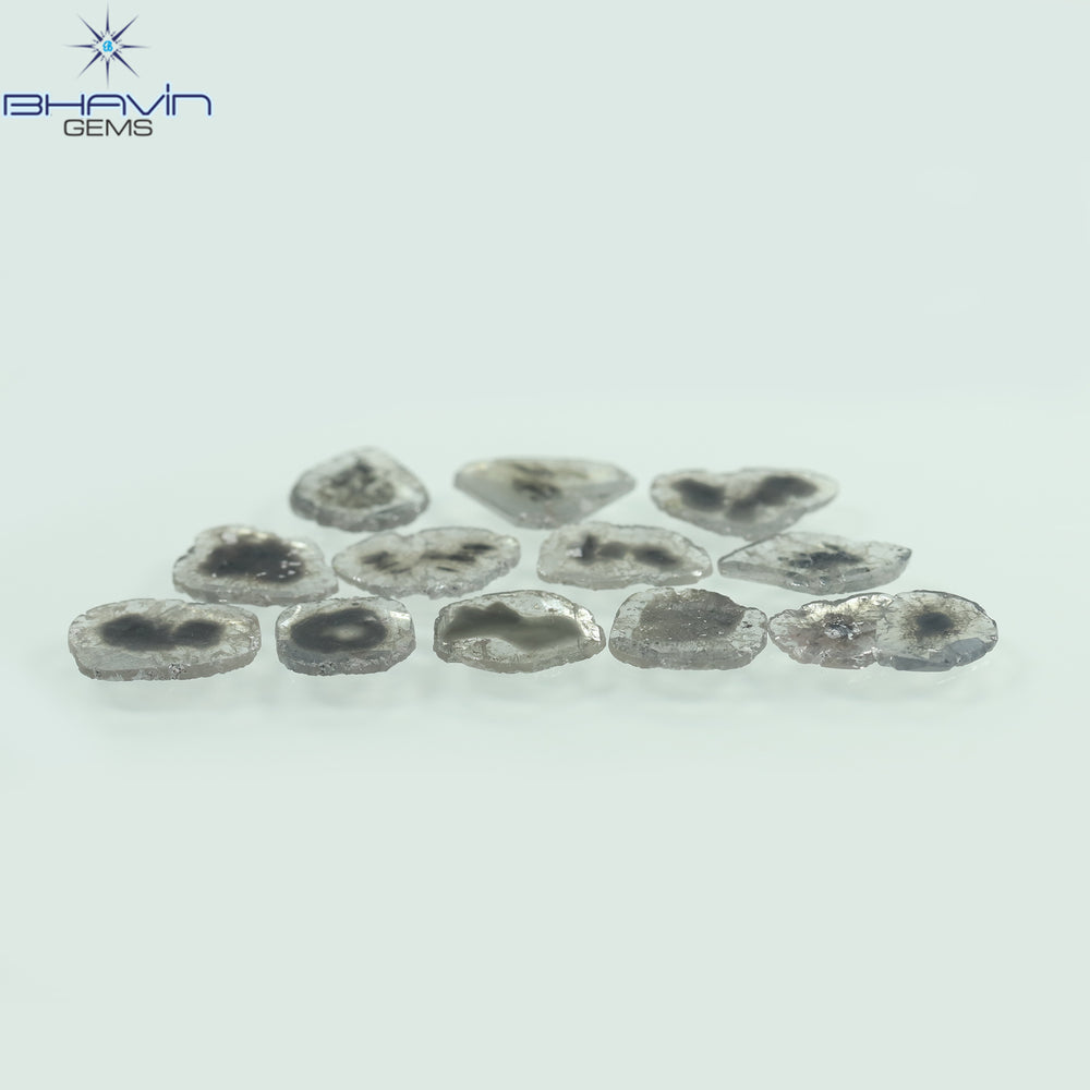 4.46 CT/12 Pcs Slice Shape Natural Diamond Salt And Pepper Color I3 Clarity (9.90 MM)