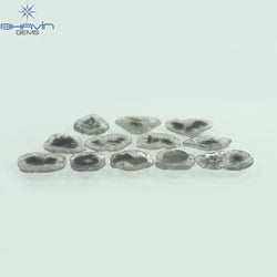4.46 CT/12 Pcs Slice Shape Natural Diamond Salt And Pepper Color I3 Clarity (9.90 MM)