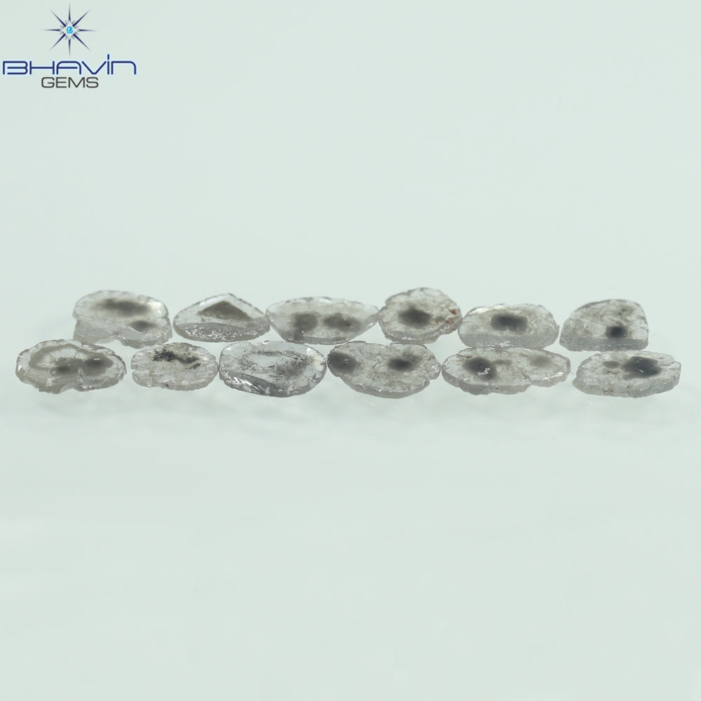 2.46 CT/12 Pcs Slice Shape Natural Diamond Salt And Pepper Color I3 Clarity (7.09 MM)