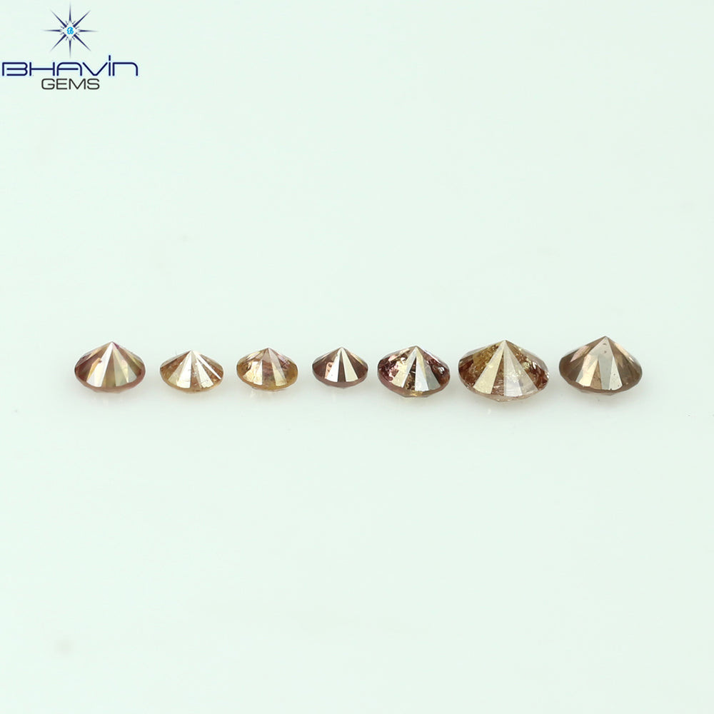 0.09 CT/7 Pcs Round Shape Natural Loose Diamond Pink Color I3 Clarity (1.75 MM)