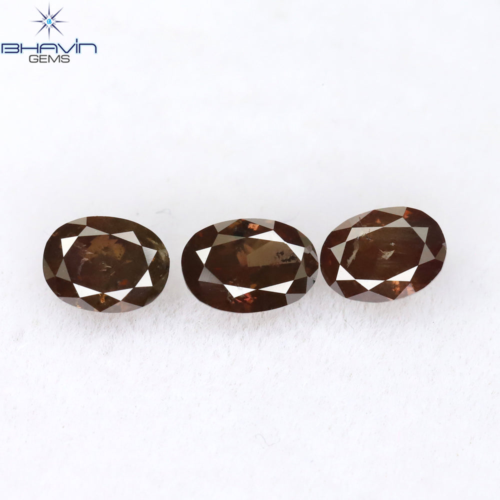 0.93 CT/3 Pcs Oval Shape Natural Diamond Pink Color I1 Clarity (5.05 MM)