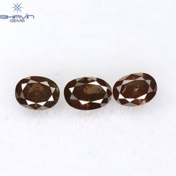0.93 CT/3 Pcs Oval Shape Natural Diamond Pink Color I1 Clarity (5.05 MM)