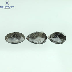 1.54 CT/3 Pcs Mix Slice Shape Natural Diamond  Salt And Pepper Color I3 Clarity (9.82 MM)