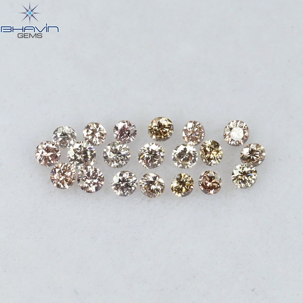 0.29 CT/20 Pcs Round Shape Natural Loose Diamond Brown Pink Argyle Color VS-SI Clarity (1.60 MM)