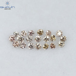 0.29 CT/20 Pcs Round Shape Natural Loose Diamond Brown Pink Argyle Color VS-SI Clarity (1.60 MM)