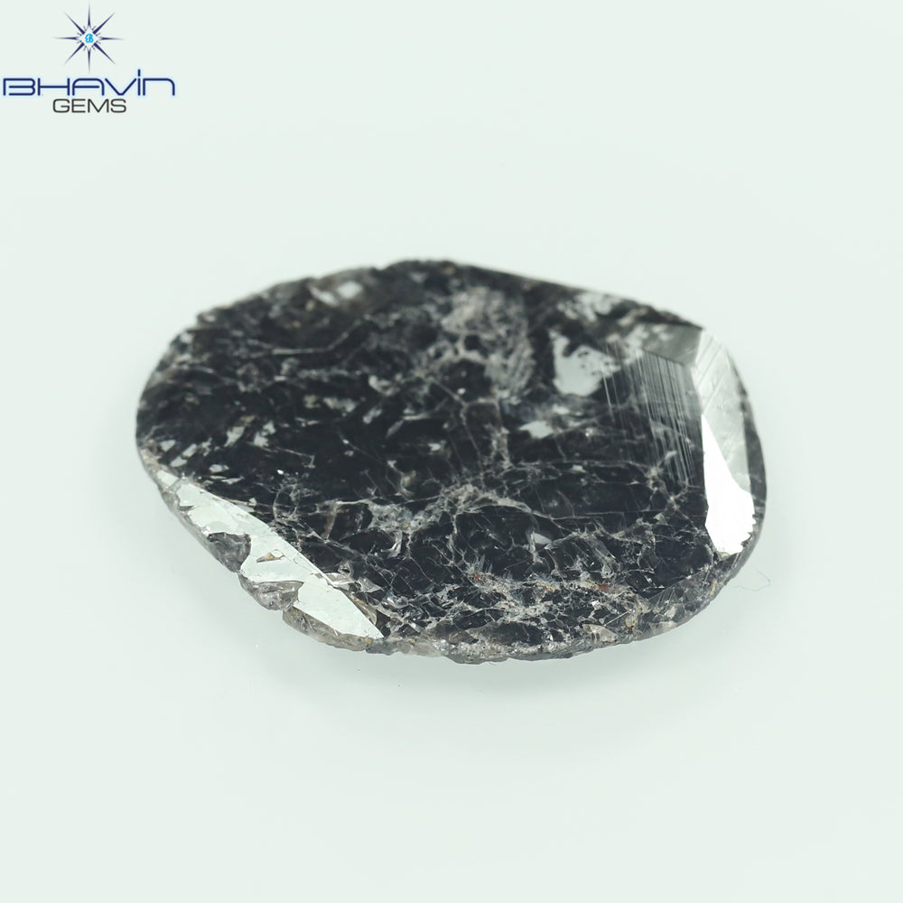 6.38 CT Slice Shape Natural Diamond Salt And Pepper Color I3 Clarity (22.00 MM)