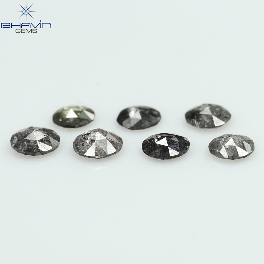 0.55 CT/7 Pcs Round Rose Cut Shape Natural Loose Diamond Salt And Pepper Color I3 Clarity (3.26 MM)