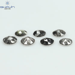 0.55 CT/7 Pcs Round Rose Cut Shape Natural Loose Diamond Salt And Pepper Color I3 Clarity (3.26 MM)