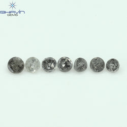 0.31 CT/7 Pcs Uncut Shape Salt And Pepper Color Natural Loose Diamond I3 Clarity (2.28 MM)