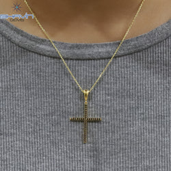 Diamond Pendant, Round Diamond, Black Diamond, Yellow Gold Pendant, Bridal Necklace, Pendant