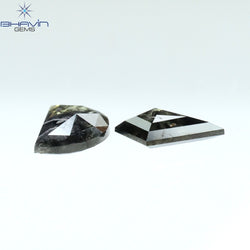 0.79 CT/2 PCS Mix Shape Natural Diamond Black Color I3 Clarity (7.04 MM)