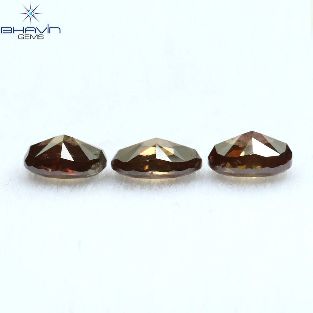 0.93 CT/3 Pcs Oval Shape Natural Diamond Pink Color I1 Clarity (5.05 MM)