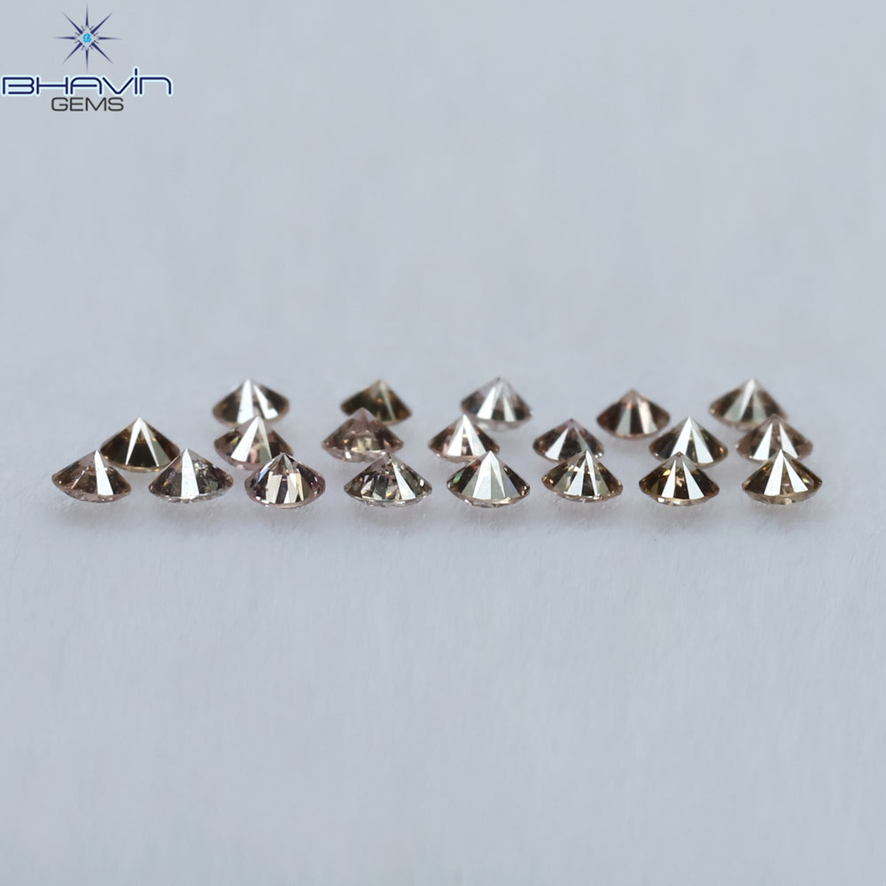 0.29 CT/20 Pcs Round Shape Natural Loose Diamond Brown Pink Argyle Color VS-SI Clarity (1.60 MM)