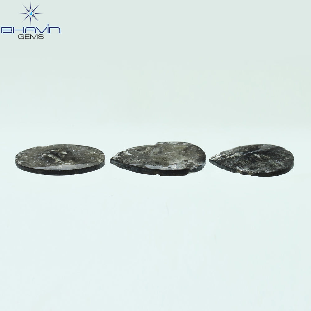 1.54 CT/3 Pcs Mix Slice Shape Natural Diamond  Salt And Pepper Color I3 Clarity (9.82 MM)