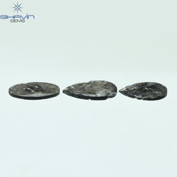 1.54 CT/3 Pcs Mix Slice Shape Natural Diamond  Salt And Pepper Color I3 Clarity (9.82 MM)