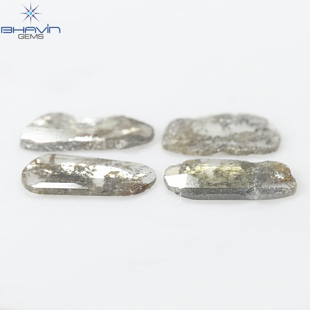 2.43 CT/4 Pcs Slice Shape Natural Diamond Salt And Pepper Color I3 Clarity (11.80 MM)