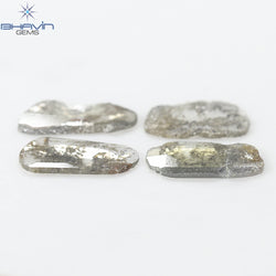 2.43 CT/4 Pcs Slice Shape Natural Diamond Salt And Pepper Color I3 Clarity (11.80 MM)