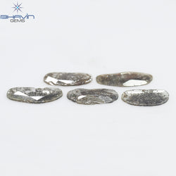 1.75 CT/5 Pcs Slice Shape Natural Diamond Salt And Pepper Color I3 Clarity (10.45 MM)