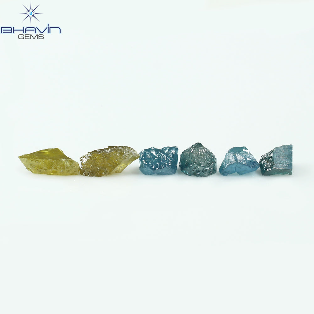 2.10 CT/6 PCS Rough Shape Enhanced Mix Color Natural Diamond I3 Clarity (6.32 MM)