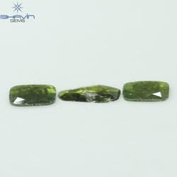1.28 CT/3 Pcs Slice Shape Natural Diamond Green Color I3 Clarity (9.65 MM)
