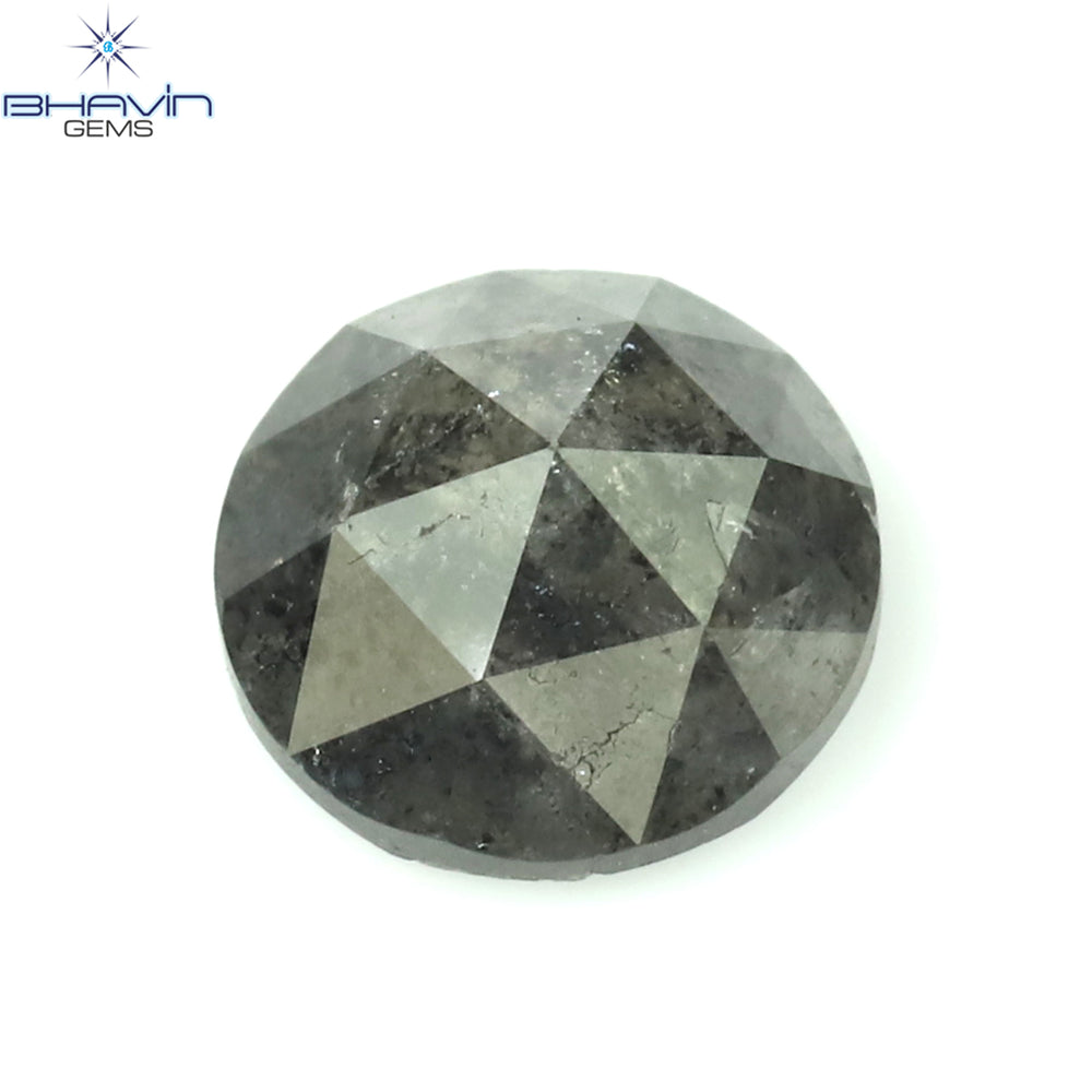 0.88 CT Round Rose Cut Shape Natural Diamond Salt And Pepper Color I3 Clarity (6.10 MM)