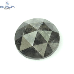 0.88 CT Round Rose Cut Shape Natural Diamond Salt And Pepper Color I3 Clarity (6.10 MM)