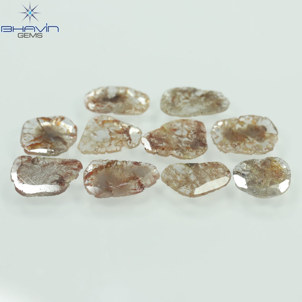 3.81 CT/10 Pcs Slice Shape Natural Loose Diamond Brown Color I3 Clarity (9.41 MM)
