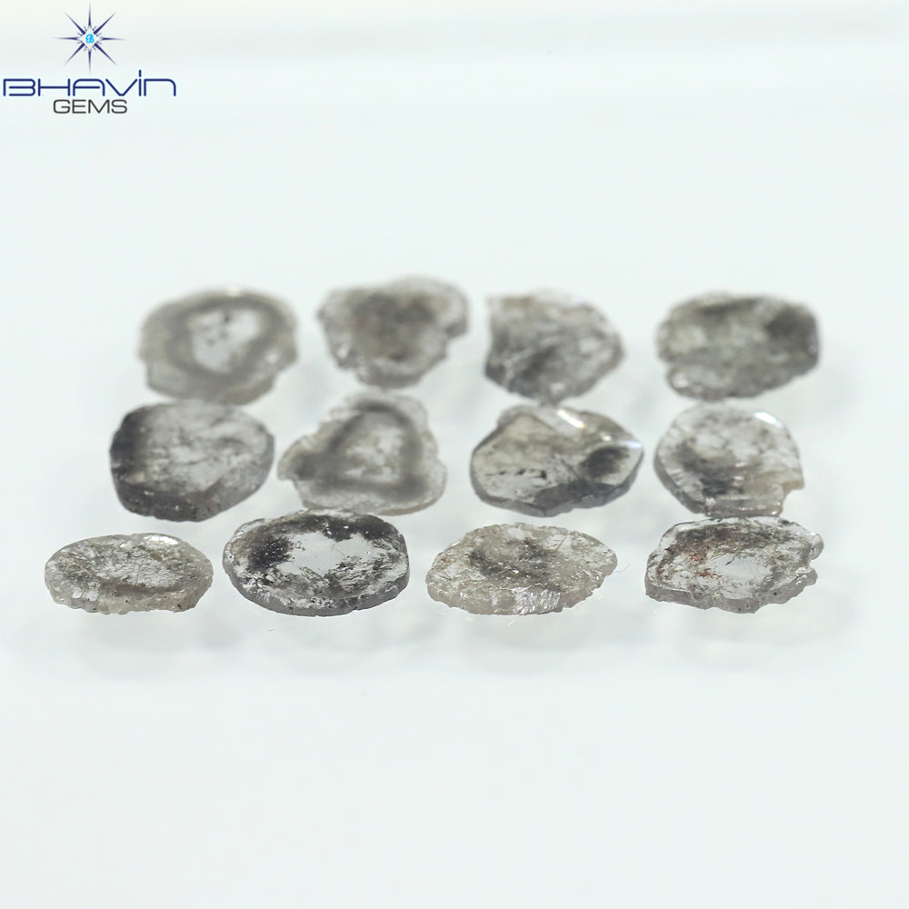 4.32 CT/12 Pcs Slice Shape Natural Diamond Salt And Pepper Color I3 Clarity (7.74 MM)