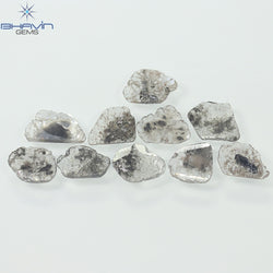 3.64 CT/10 Pcs Slice Shape Natural Diamond Salt And Pepper Color I3 Clarity (9.10 MM)